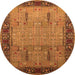 Round Oriental Orange Traditional Rug, urb1379org