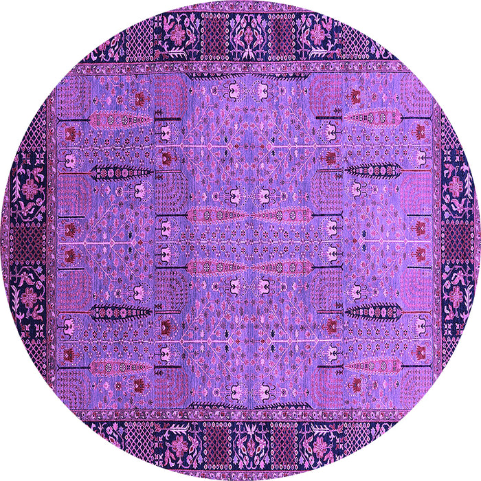 Round Oriental Purple Traditional Rug, urb1379pur