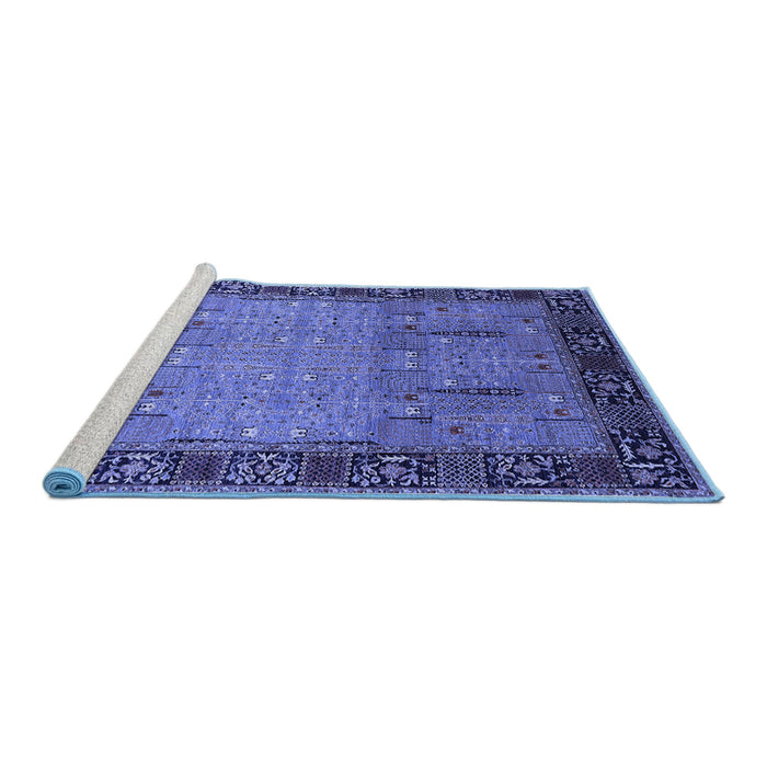 Sideview of Machine Washable Oriental Blue Traditional Rug, wshurb1379blu