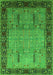 Machine Washable Oriental Green Traditional Area Rugs, wshurb1379grn