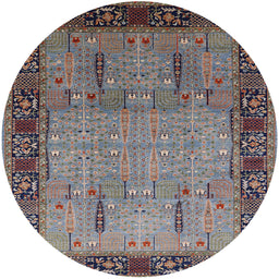 Round Mid-Century Modern Purple Oriental Rug, urb1379