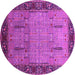 Round Oriental Pink Traditional Rug, urb1379pnk