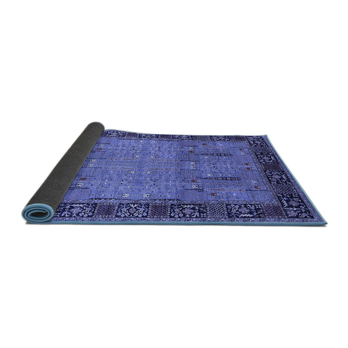 Sideview of Oriental Blue Traditional Rug, urb1379blu