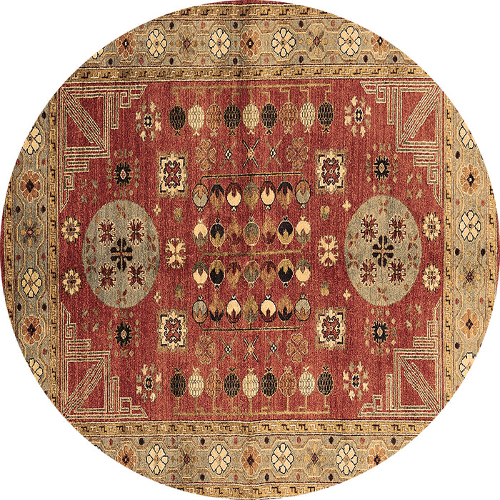 Round Oriental Brown Industrial Rug, urb1380brn