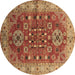 Round Oriental Brown Industrial Rug, urb1380brn