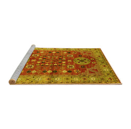 Sideview of Machine Washable Oriental Yellow Industrial Rug, wshurb1380yw