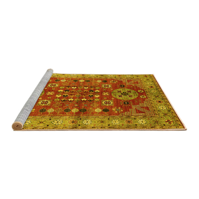 Sideview of Machine Washable Oriental Yellow Industrial Rug, wshurb1380yw