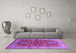 Machine Washable Oriental Purple Industrial Area Rugs in a Living Room, wshurb1380pur