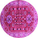 Round Machine Washable Oriental Pink Industrial Rug, wshurb1380pnk