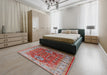 Mid-Century Modern Red Oriental Rug in a Bedroom, urb1380