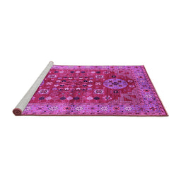 Sideview of Machine Washable Oriental Pink Industrial Rug, wshurb1380pnk