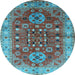 Round Oriental Light Blue Industrial Rug, urb1380lblu