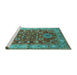 Sideview of Machine Washable Oriental Turquoise Industrial Area Rugs, wshurb1380turq