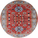 Round Mid-Century Modern Red Oriental Rug, urb1380