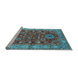 Sideview of Machine Washable Oriental Light Blue Industrial Rug, wshurb1380lblu
