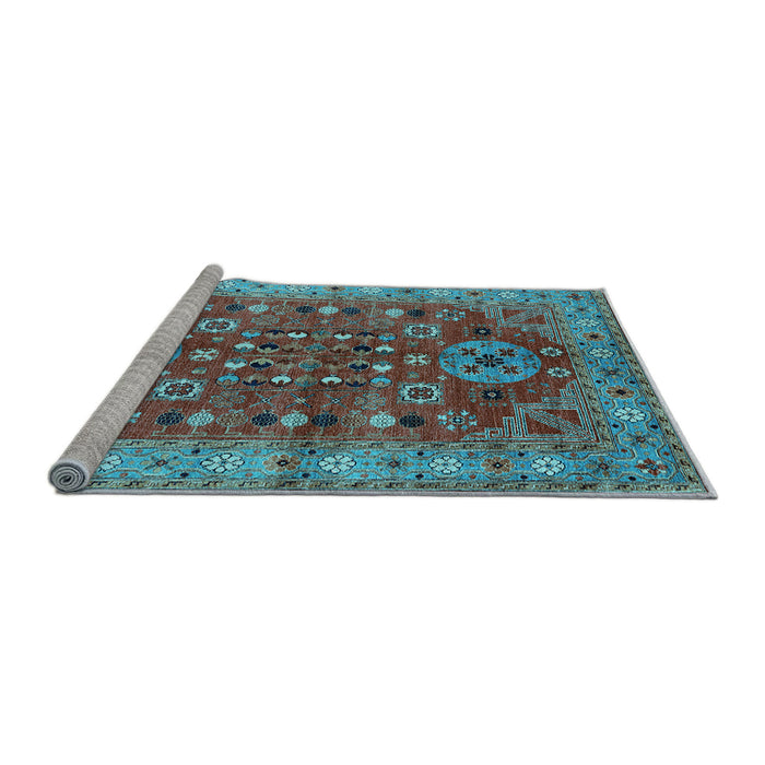 Sideview of Machine Washable Oriental Light Blue Industrial Rug, wshurb1380lblu