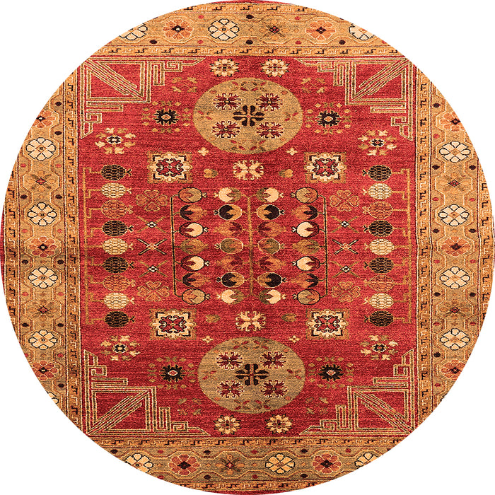 Round Oriental Orange Industrial Rug, urb1380org