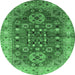 Round Oriental Emerald Green Industrial Rug, urb1380emgrn