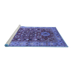Sideview of Machine Washable Oriental Blue Industrial Rug, wshurb1380blu
