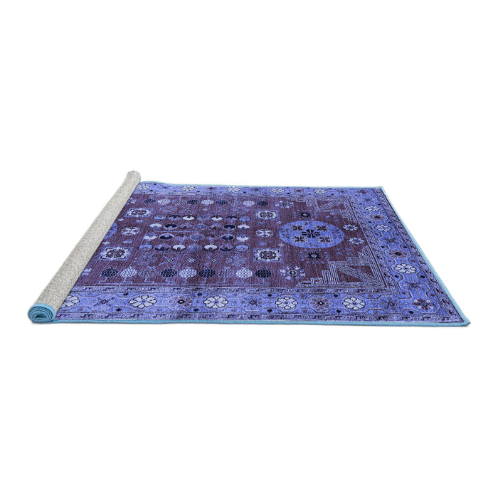 Sideview of Machine Washable Oriental Blue Industrial Rug, wshurb1380blu
