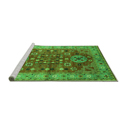 Sideview of Machine Washable Oriental Green Industrial Area Rugs, wshurb1380grn