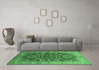 Machine Washable Oriental Emerald Green Industrial Rug, wshurb1380emgrn