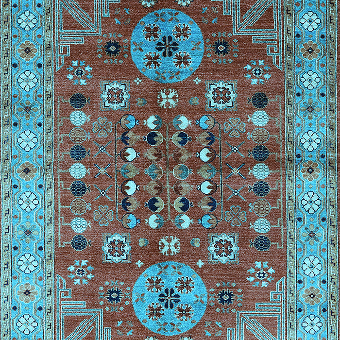 Machine Washable Oriental Light Blue Industrial Rug, wshurb1380lblu