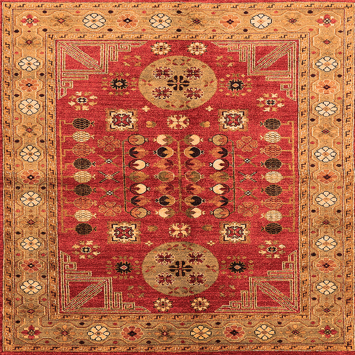 Square Oriental Orange Industrial Rug, urb1380org