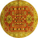 Round Oriental Yellow Industrial Rug, urb1380yw