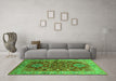 Machine Washable Oriental Green Industrial Area Rugs in a Living Room,, wshurb1380grn