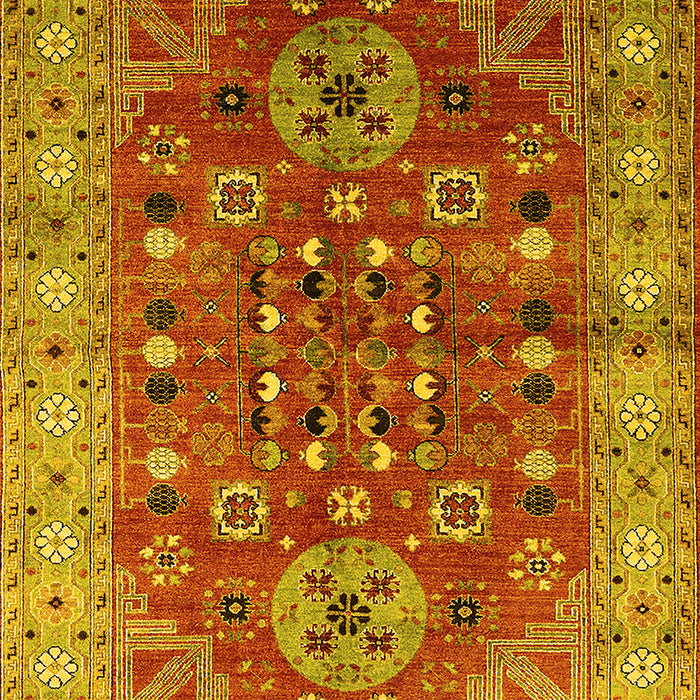 Machine Washable Oriental Yellow Industrial Rug, wshurb1380yw
