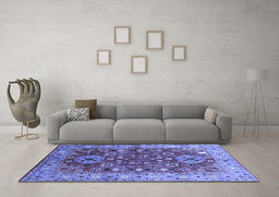 Machine Washable Oriental Blue Industrial Rug in a Living Room, wshurb1380blu