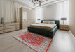 Machine Washable Industrial Modern Red Rug in a Bedroom, wshurb1380