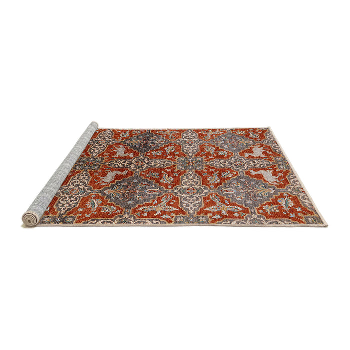 Sideview of Machine Washable Industrial Modern Red Rug, wshurb1381