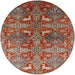 Round Mid-Century Modern Red Oriental Rug, urb1381