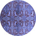 Round Oriental Blue Industrial Rug, urb1381blu