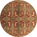 Round Oriental Brown Industrial Rug, urb1381brn