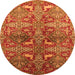 Round Machine Washable Oriental Orange Industrial Area Rugs, wshurb1381org