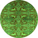 Round Oriental Green Industrial Rug, urb1381grn