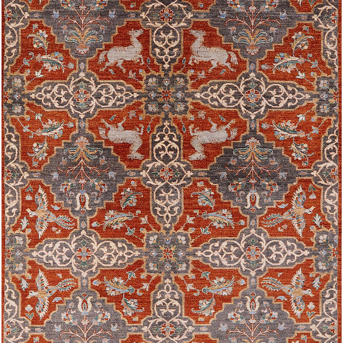 Machine Washable Industrial Modern Red Rug, wshurb1381