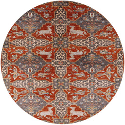 Round Machine Washable Industrial Modern Red Rug, wshurb1381