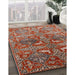 Mid-Century Modern Red Oriental Rug in Family Room, urb1381