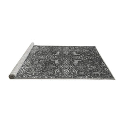 Sideview of Machine Washable Oriental Gray Industrial Rug, wshurb1381gry