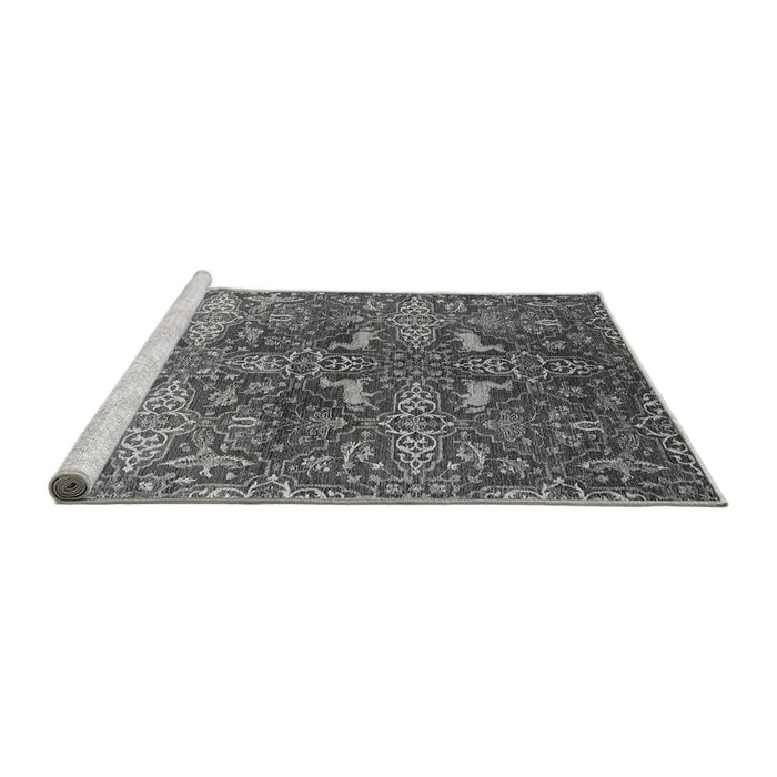 Sideview of Machine Washable Oriental Gray Industrial Rug, wshurb1381gry