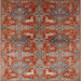 Square Mid-Century Modern Red Oriental Rug, urb1381