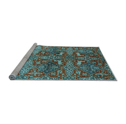 Sideview of Machine Washable Oriental Light Blue Industrial Rug, wshurb1381lblu
