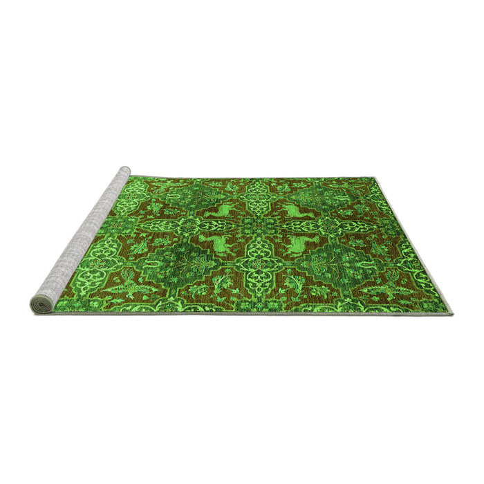Sideview of Machine Washable Oriental Green Industrial Area Rugs, wshurb1381grn