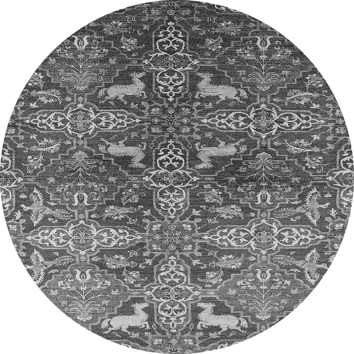Round Oriental Gray Industrial Rug, urb1381gry