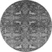 Round Oriental Gray Industrial Rug, urb1381gry