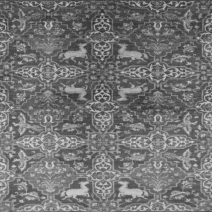 Square Machine Washable Oriental Gray Industrial Rug, wshurb1381gry